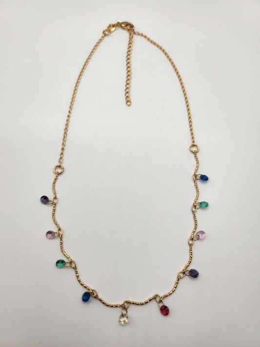 Multi Color Necklace - 18k Gold Filled