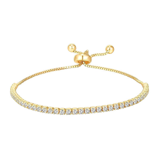 Allure - 18K Gold Plated Stainless Steel Adjustable CZ Bracelet