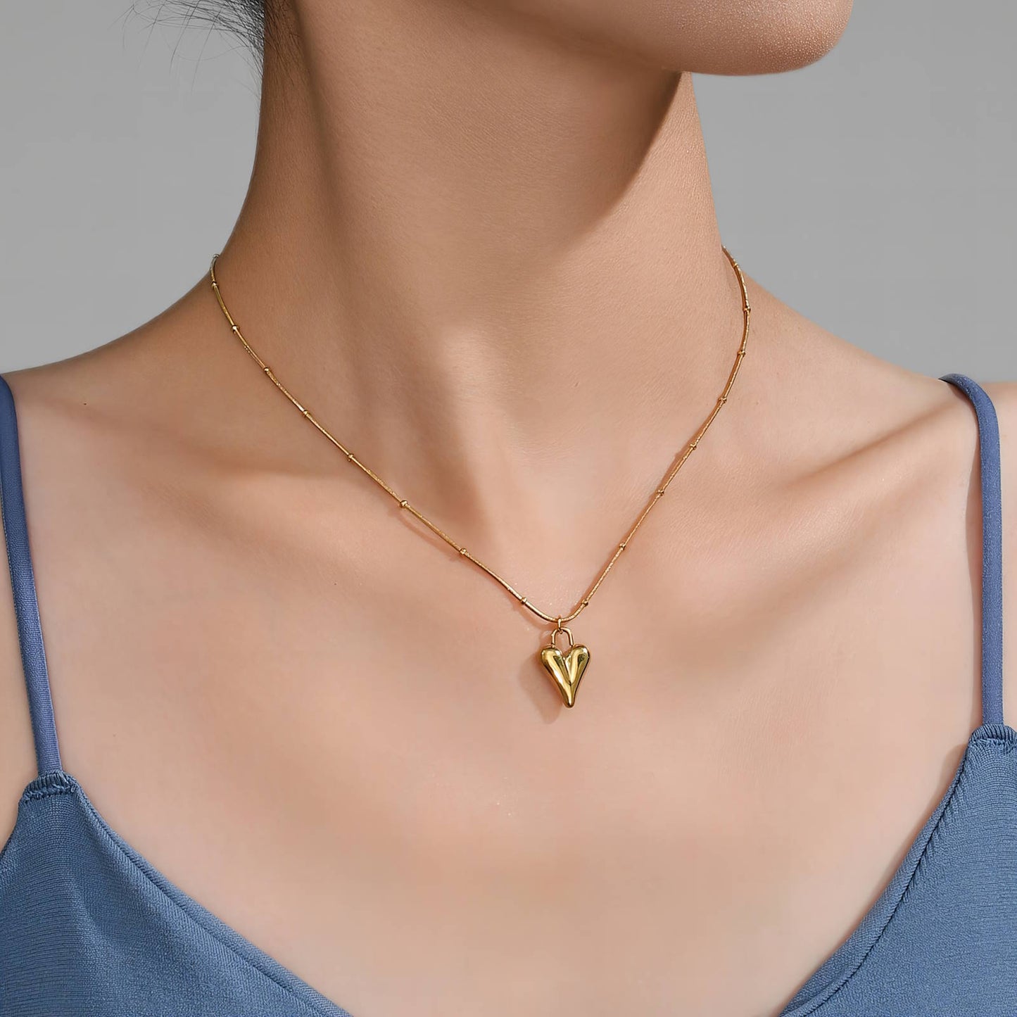 Allure - 18K Gold Plated Stainless Steel Hearts Necklace