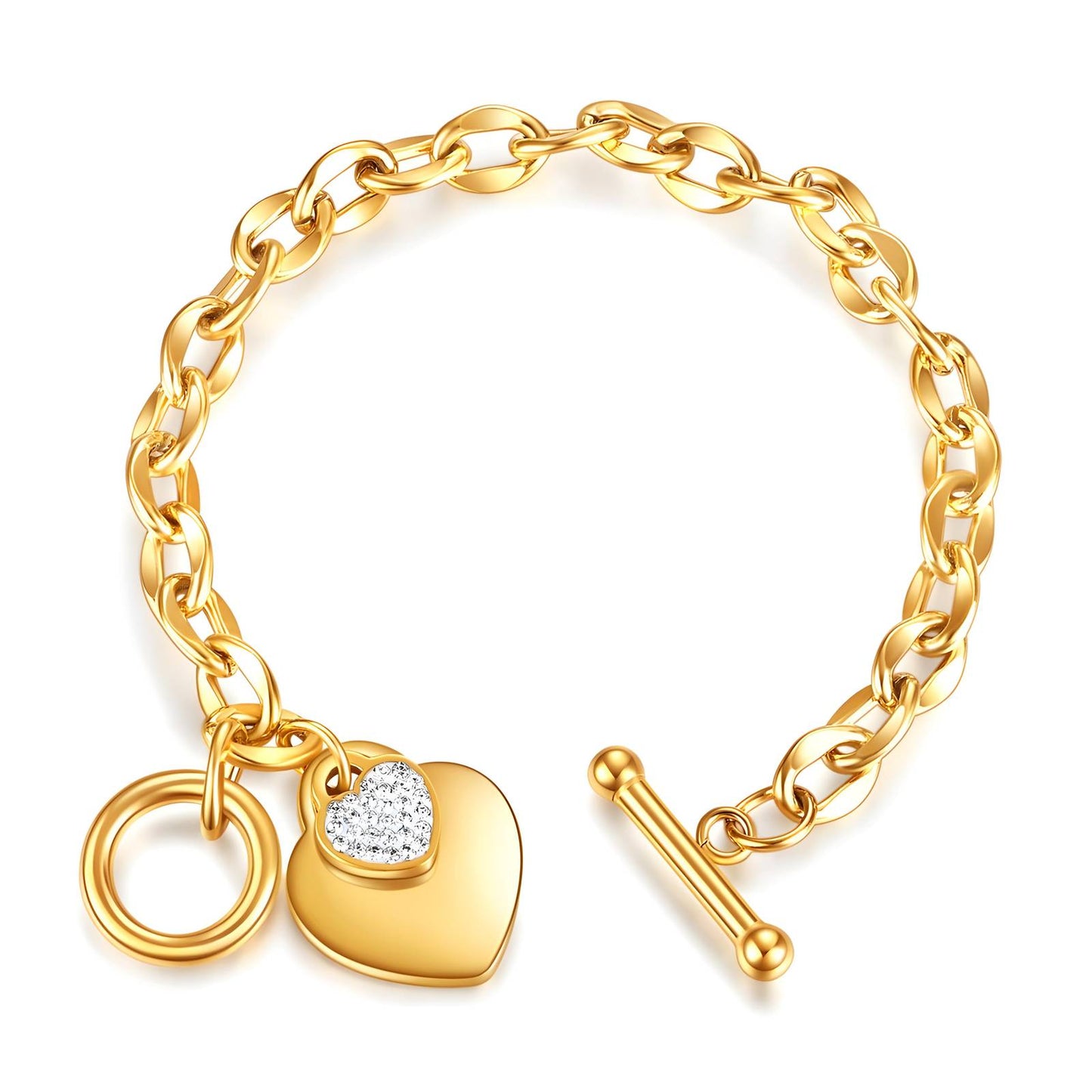 Allure - 18K Gold Plated Stainless Steel Hearts Bracelet