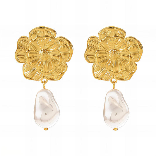 Allure - 18K Gold Plated Stainless Steel Flowers Earrings