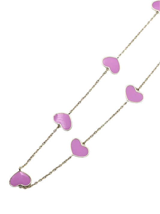 Enamel Pink Necklace - 18k Gold Filled